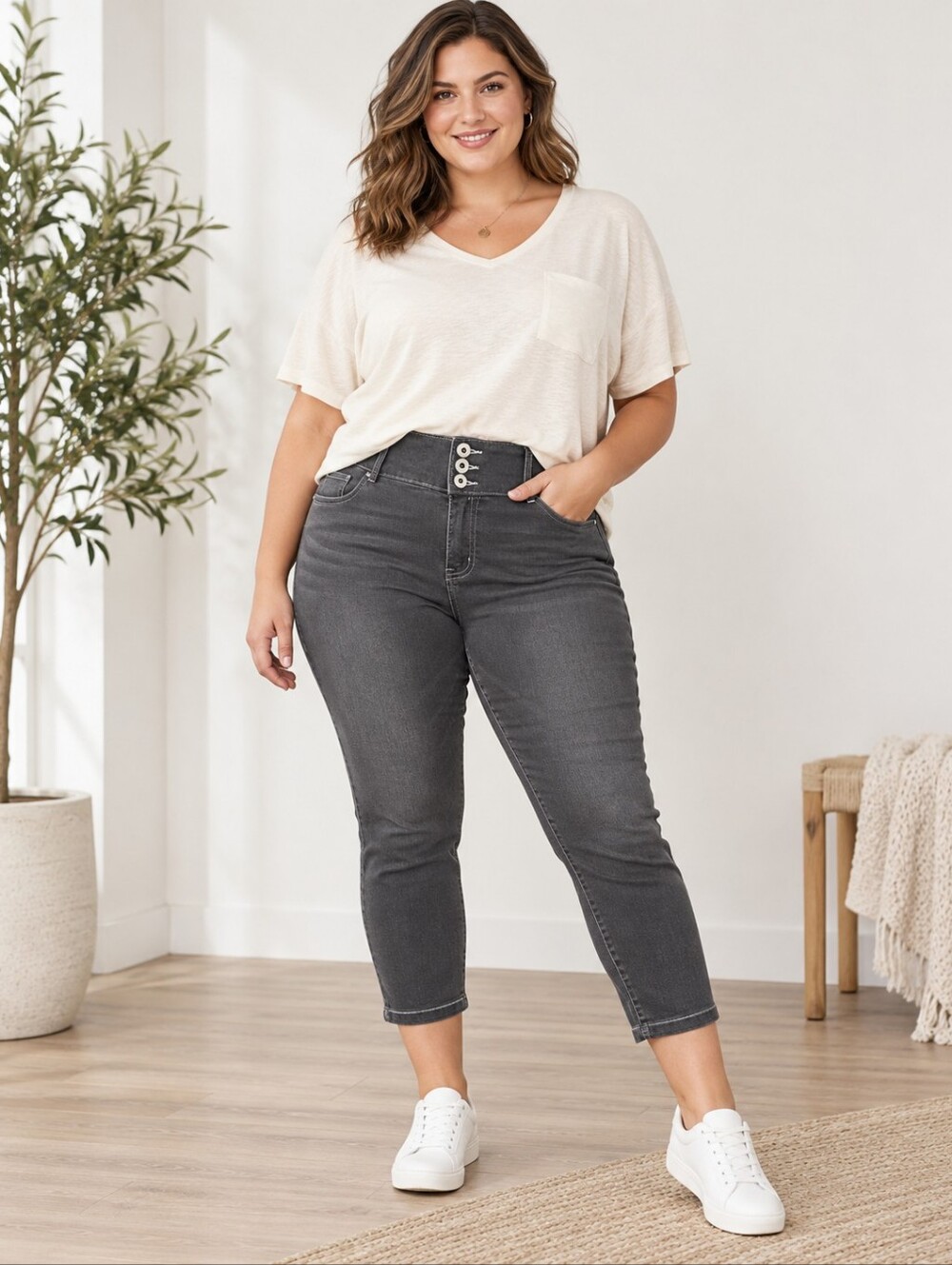 NWT Torrid Charcoal Black 3-Button Crop Jeggings Size 16